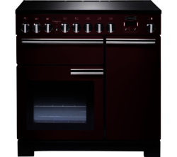 RANGEMASTER  Professional Deluxe 90 Electric Induction Range Cooker - Cranberry & Chrome